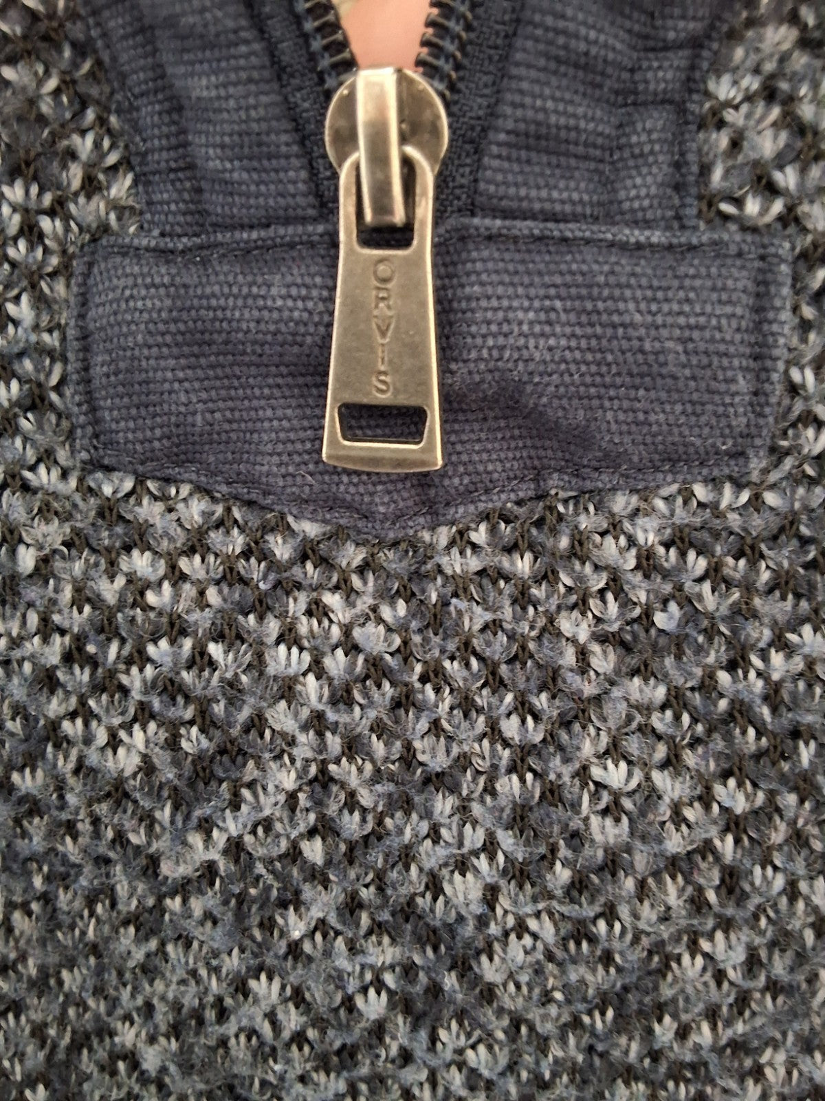Orvis Men's L Classic Collection Quarter-Zip Sweater Fleece Lined Navy Blue