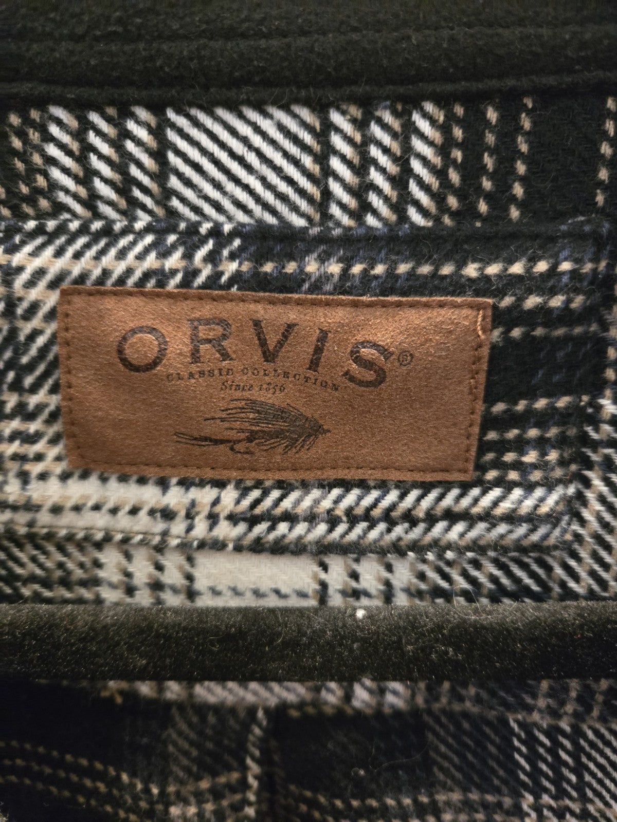 ORVIS Classic Collection Flannel Shirt Mens XL Black White Plaid Heavy Shacket