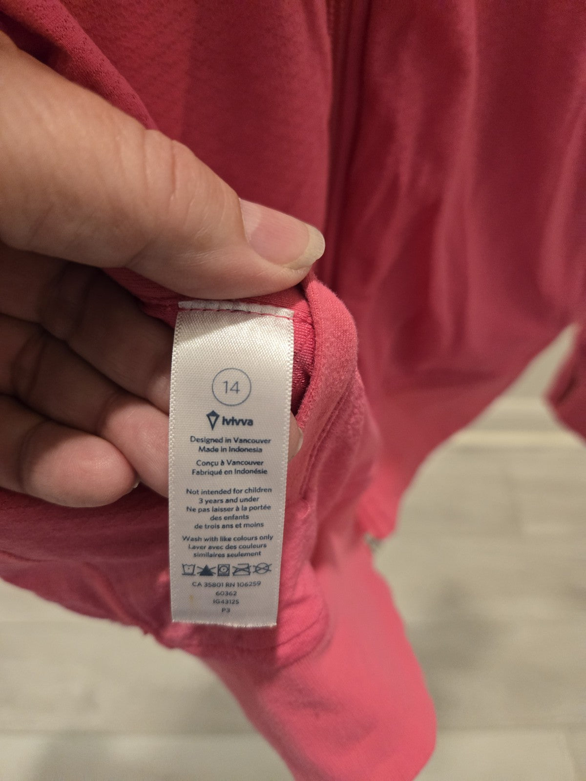 Ivivva Lululemon Girls 14 Reversible Full Zip Hoodie Gray Hot Pink Thumbholes