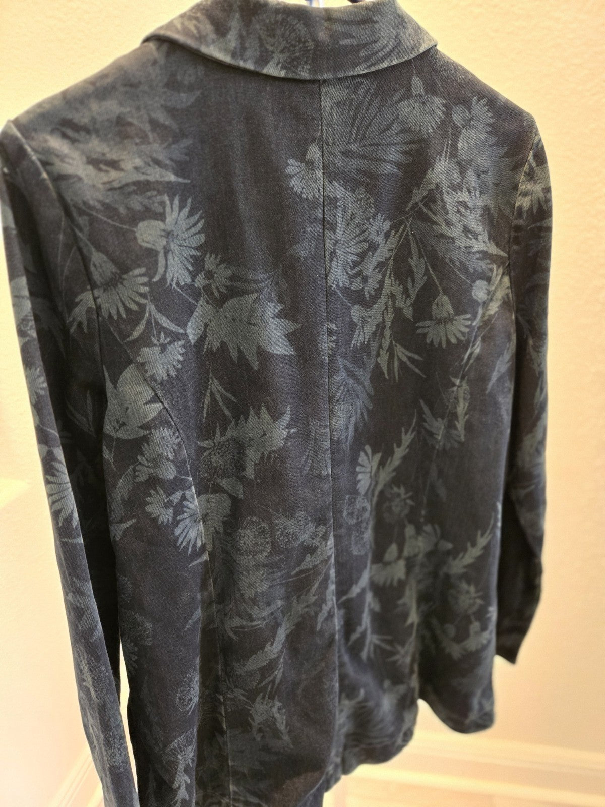 Liverpool Los Angeles Denim Blazer M Womens Botanical Floral Print Jacket
