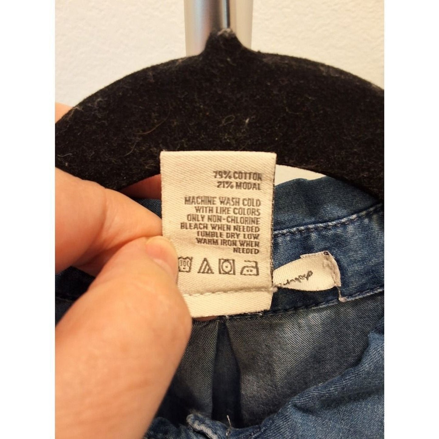American Rag Size M Denim With Lace Down the Back Hi-Low Rare Top