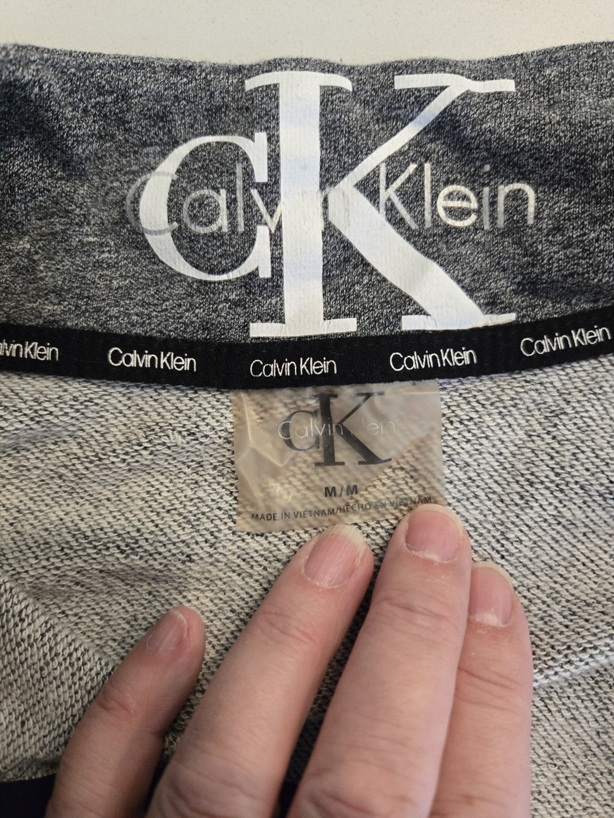 Calvin Klein M Gray Cropped Spellout Sleeve 1/4 Zip Sweatshirt Women Drawstring