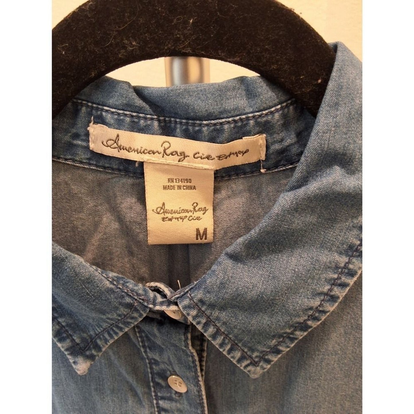 American Rag Size M Denim With Lace Down the Back Hi-Low Rare Top