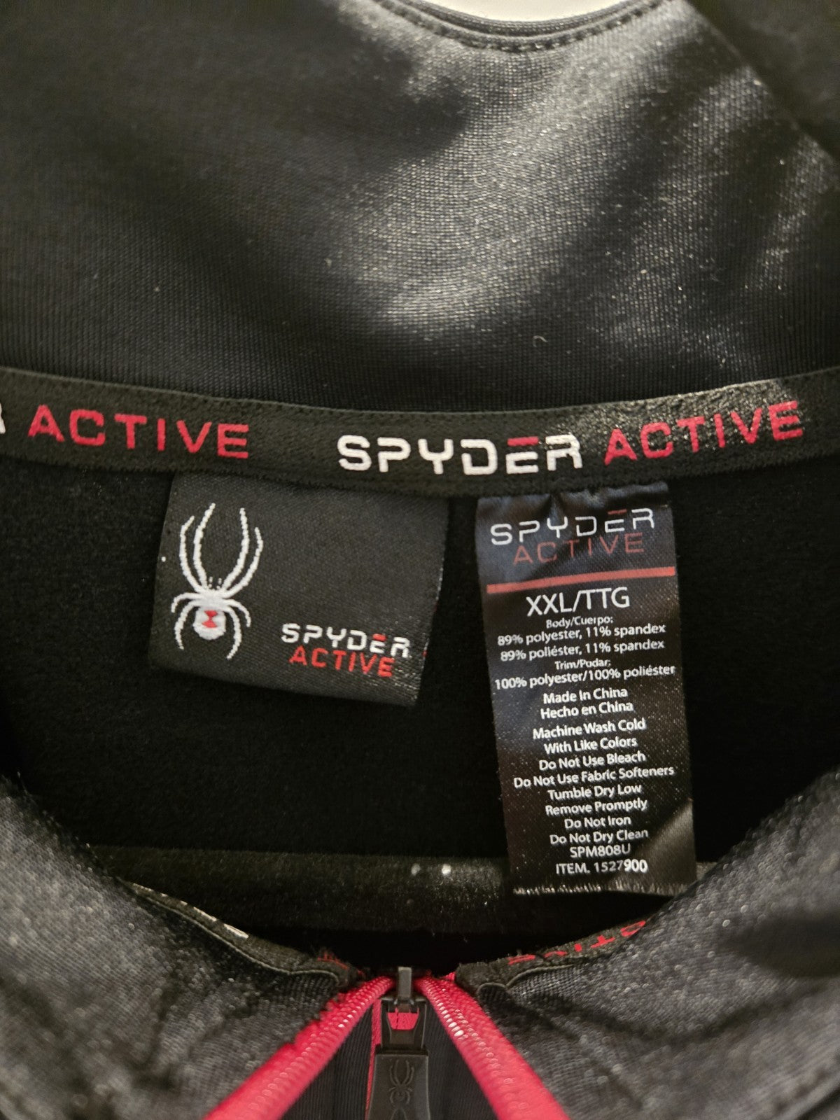 Spyder XXL Quarter Zip Pullover Mens Black Mock Neck Pink Zipper