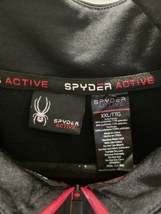 Spyder XXL Quarter Zip Pullover Mens Black Mock Neck Pink Zipper