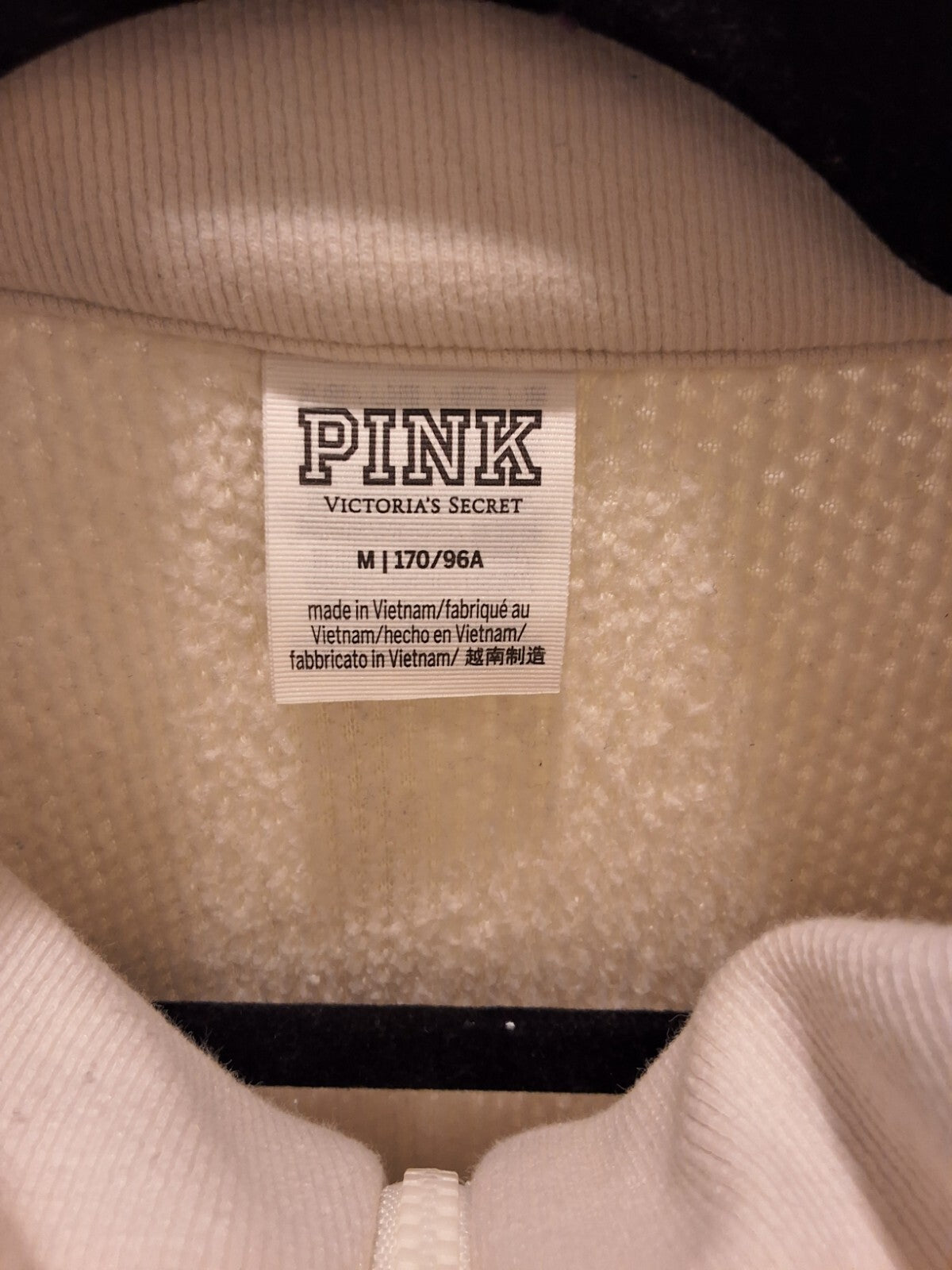 Victoria's Secret PINK Size M Cream/Ivory Sherpa 1/4 Zip Fleece Pullover