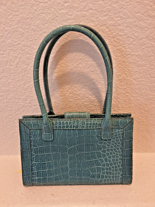 Liz Claiborne NWOT Vintage Teal Croc Embossed Great Expectation Y2K Mini Purse