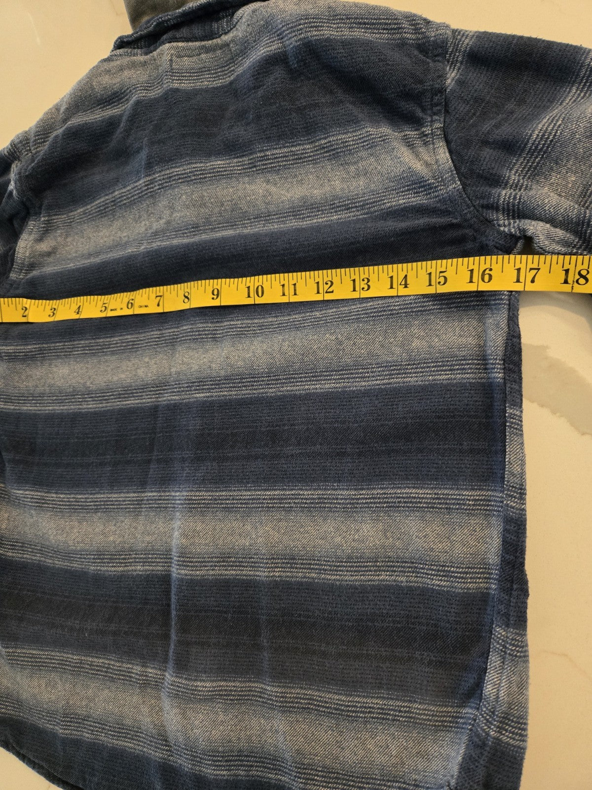 Old Navy L 10-12 Plus Striped Hooded Flannel Shirt Kids Blue Plaid Shacket