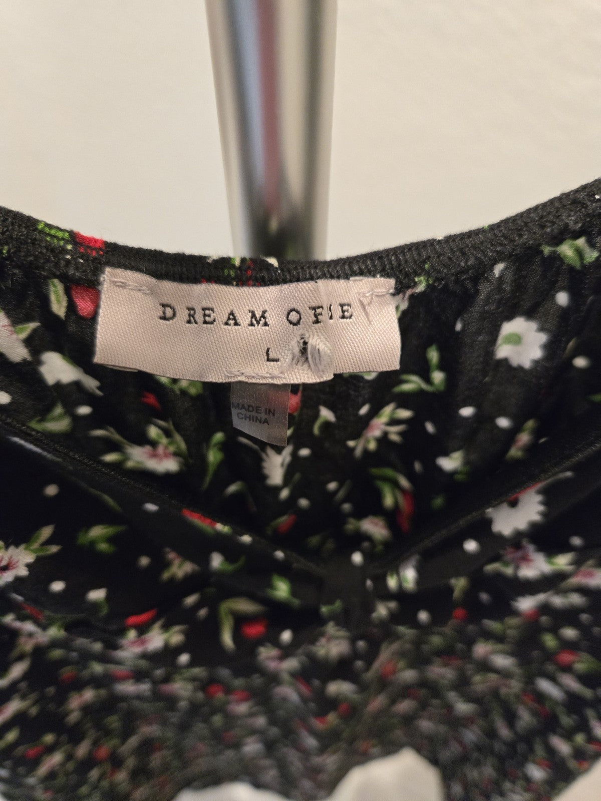 Dream Ofie L Floral Mini Dress Womens Puff Sleeve Sweetheart Neck Black Summer
