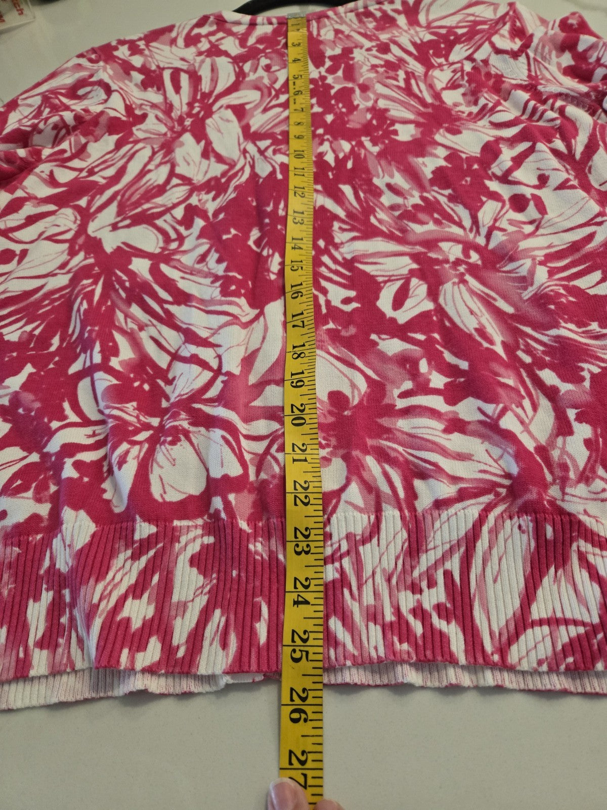 St. John's Bay 1X Floral Button Front Cardigan Sweater Women Pink Plus Size