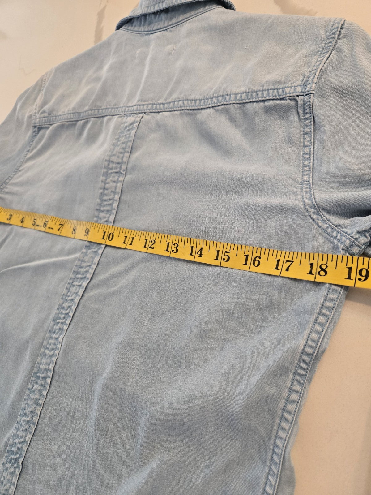 7 For All Mankind Western Chambray Button Down Denim Shirt M Womens Light Wash