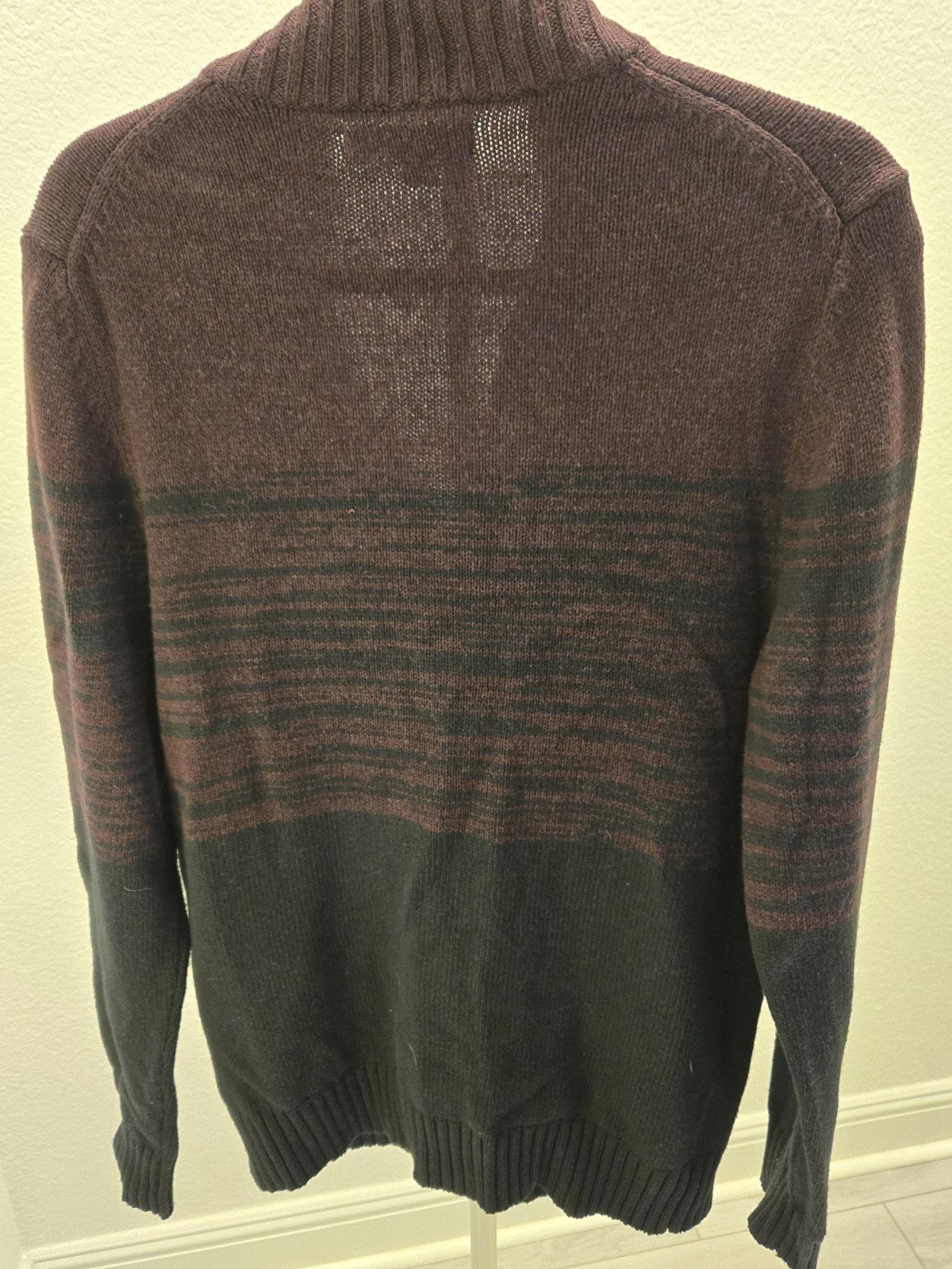 Marc Anthony Full Zip Mock Neck Block Burgundy Black Cardigan NWOT M Men's