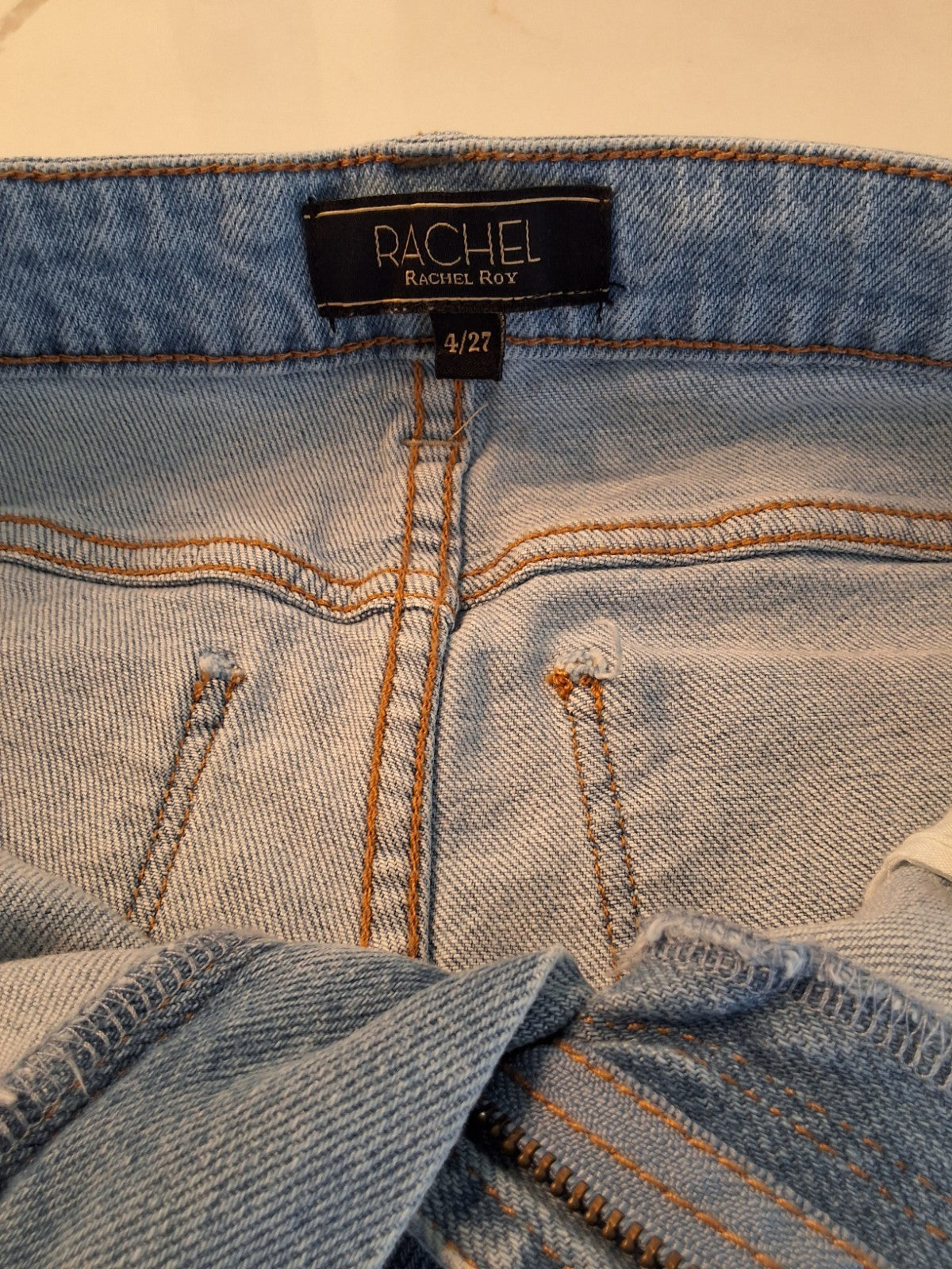 Rachel Roy Women's Distressed Light Wash Denim Bermuda Shorts Size 4/27