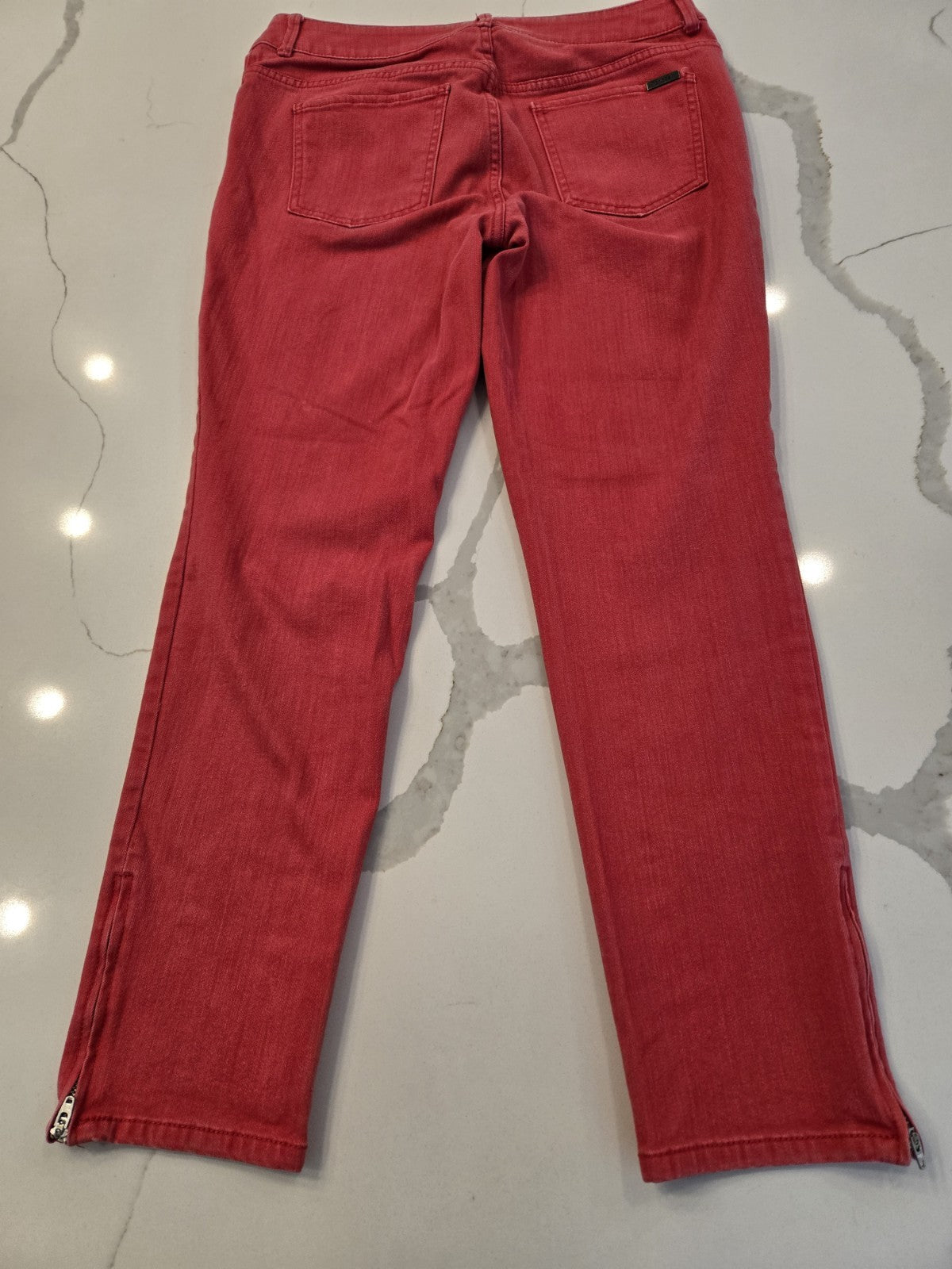 So Slimming by Chico's Women's Washed Red Ankle Zip Jeans Size 0.5 US Size 6