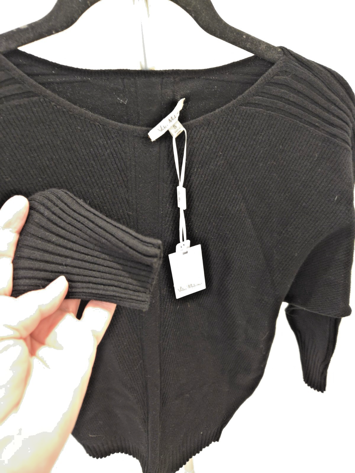 Vila Milano Small Black Batwing Dolman Back Faux Button NWT Sweater Knit Y2K