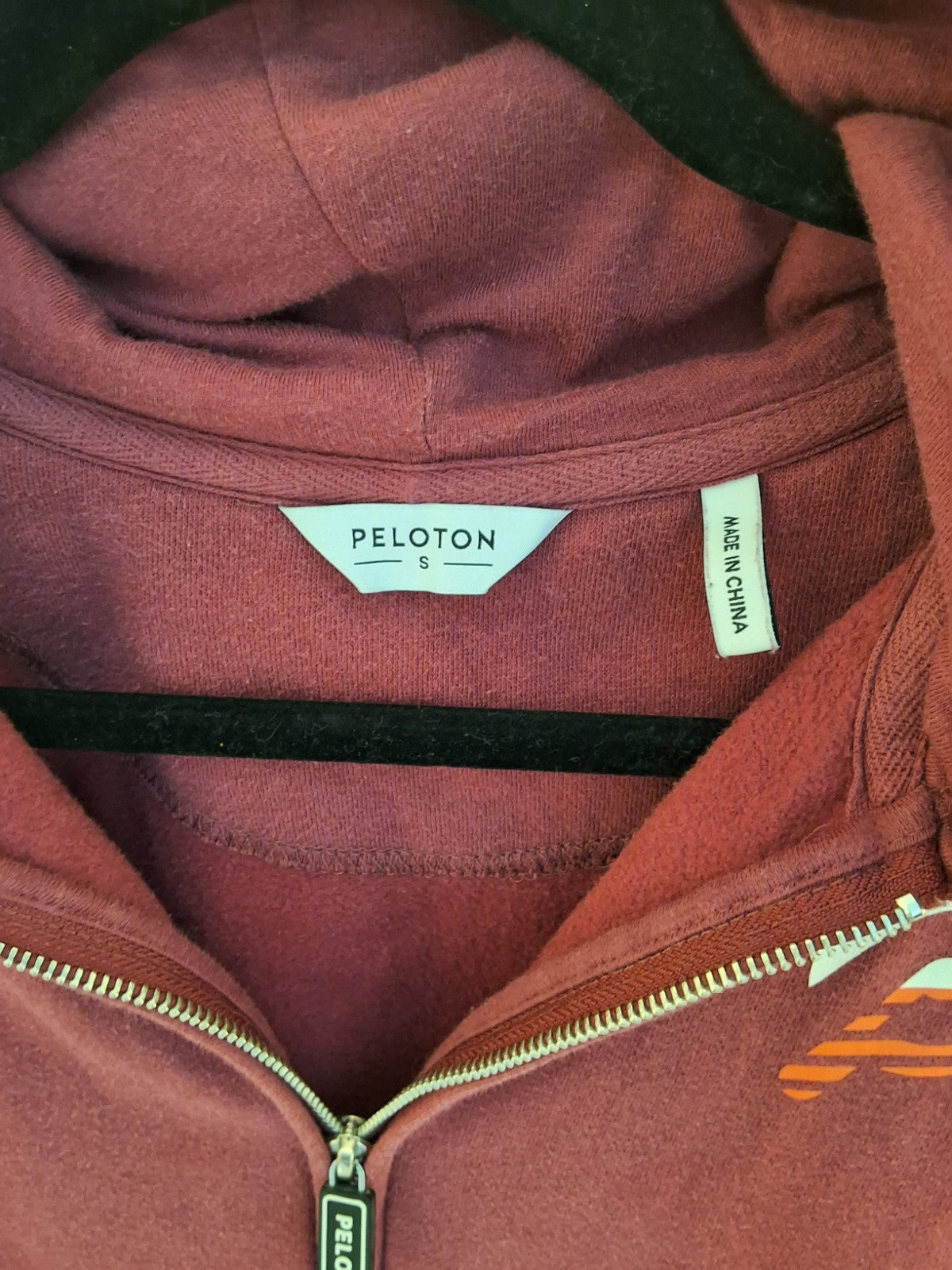 Peloton Official (2021) Fleece Full Zip Hoodie Burgundy w/ Logo Size S