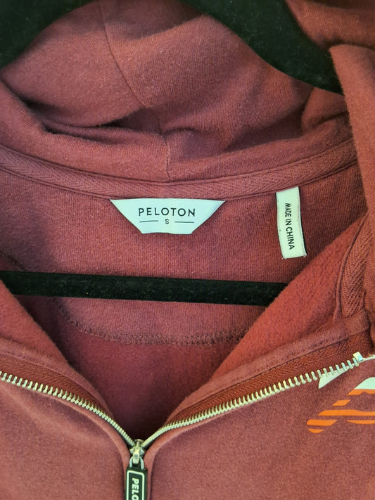 Peloton Official (2021) Fleece Full Zip Hoodie Burgundy w/ Logo Size S