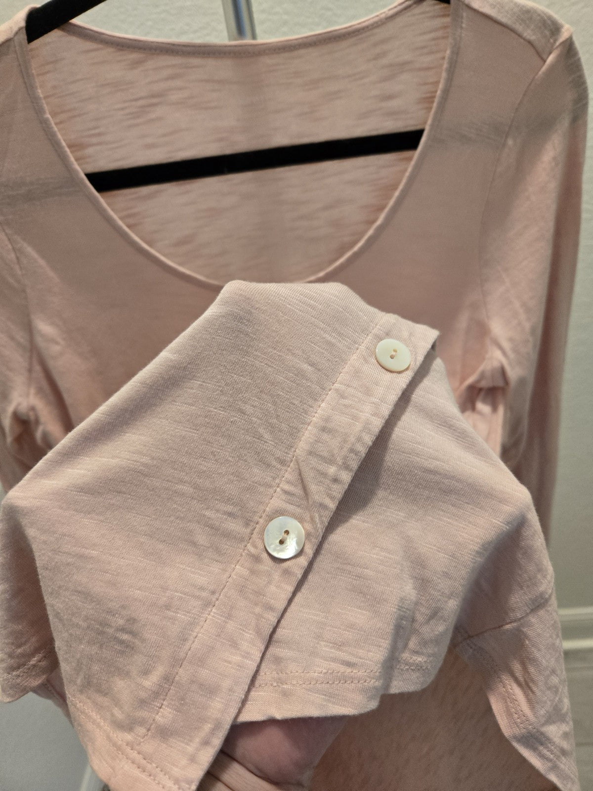 Pure Jill J Jill Pink Slub Cotton Asymmetric Button Tunic Top 3/4 Sleeve Small