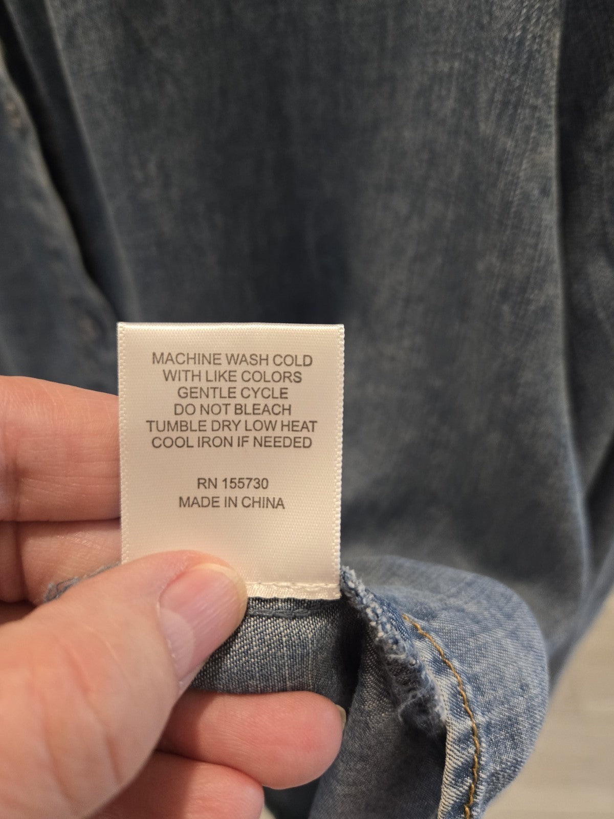 Jane + Delancey L Chambray Ruffle Mock Neck Long Sleeve Button Up Shirt Women