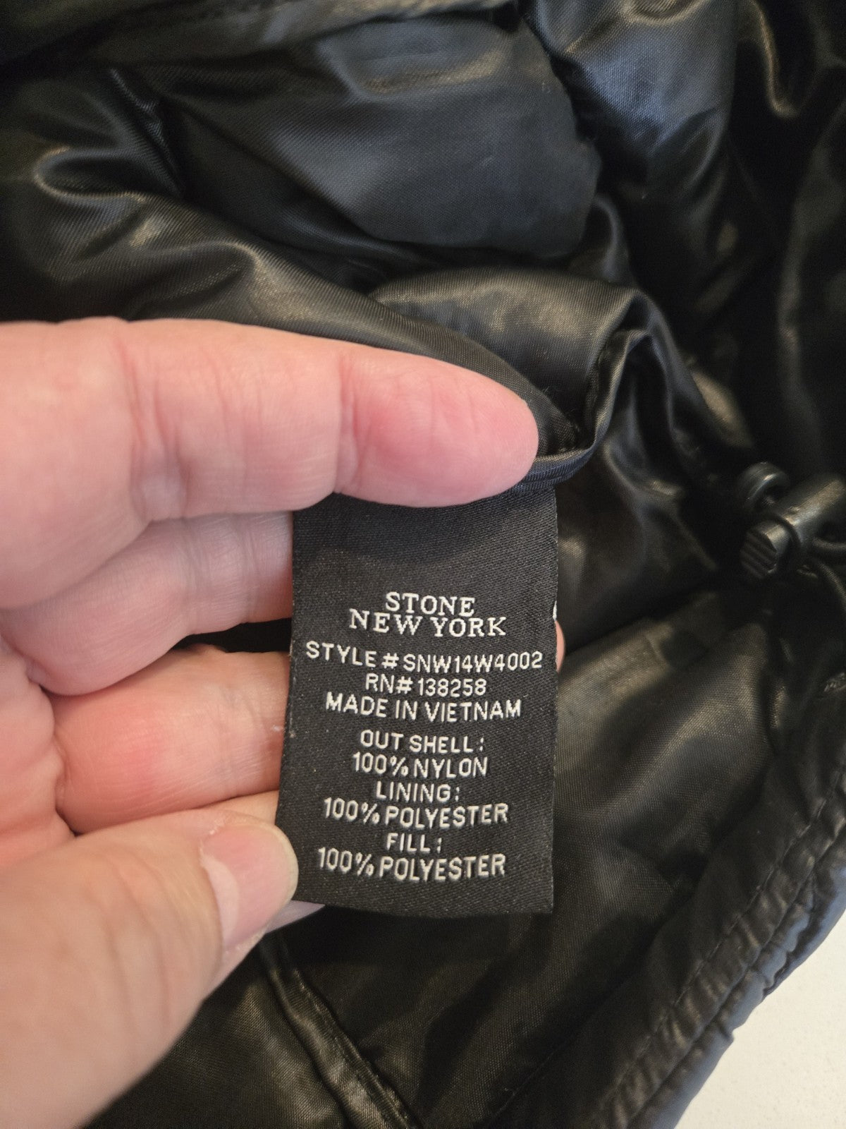 Stone New York M Puffer Jacket Womens Black Pink Trim Full Zip Lightweight Coat