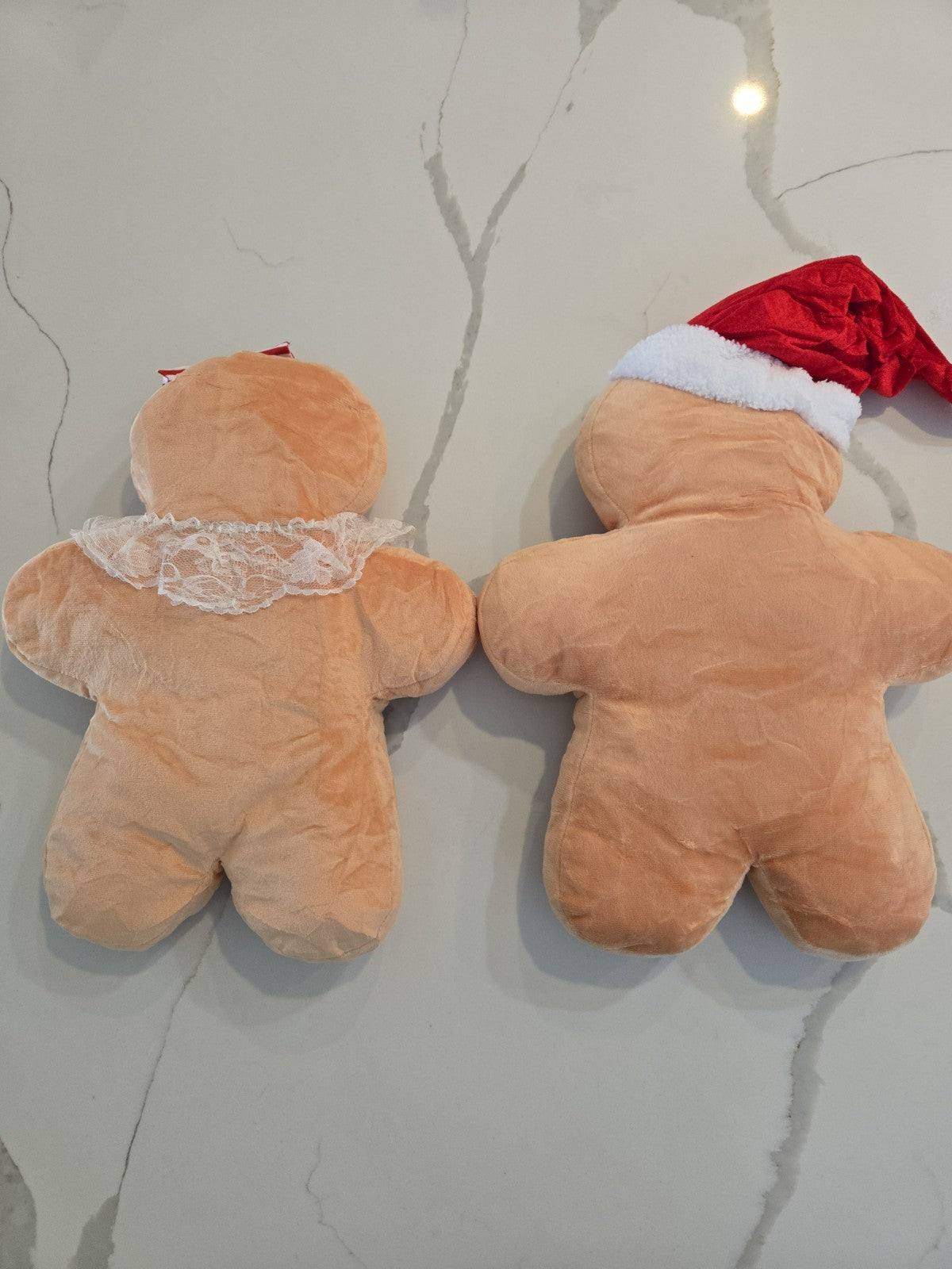 Christmas Throw Pillows Gingerbread Man & Girl 18" Plush