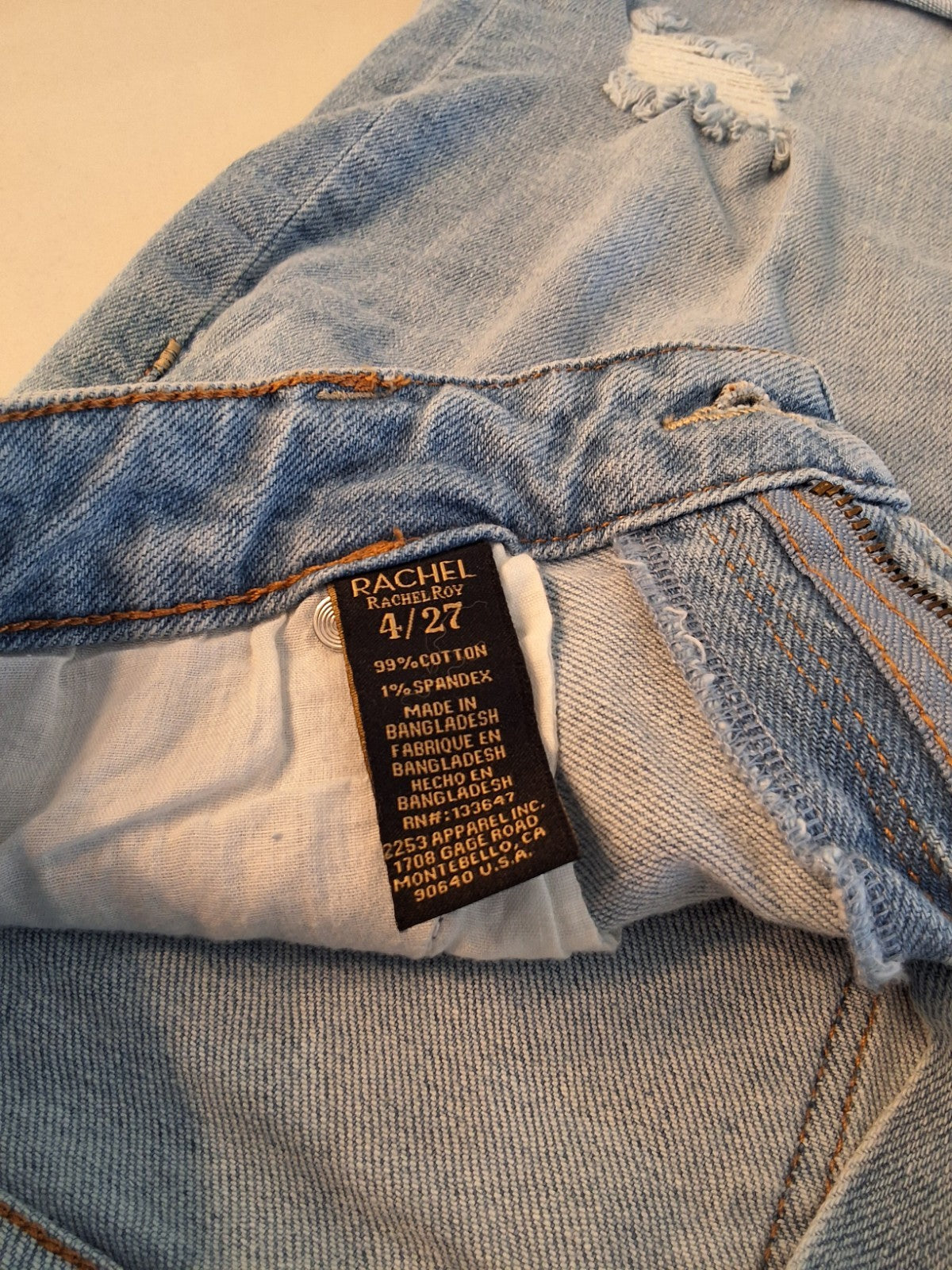 Rachel Roy Women's Distressed Light Wash Denim Bermuda Shorts Size 4/27