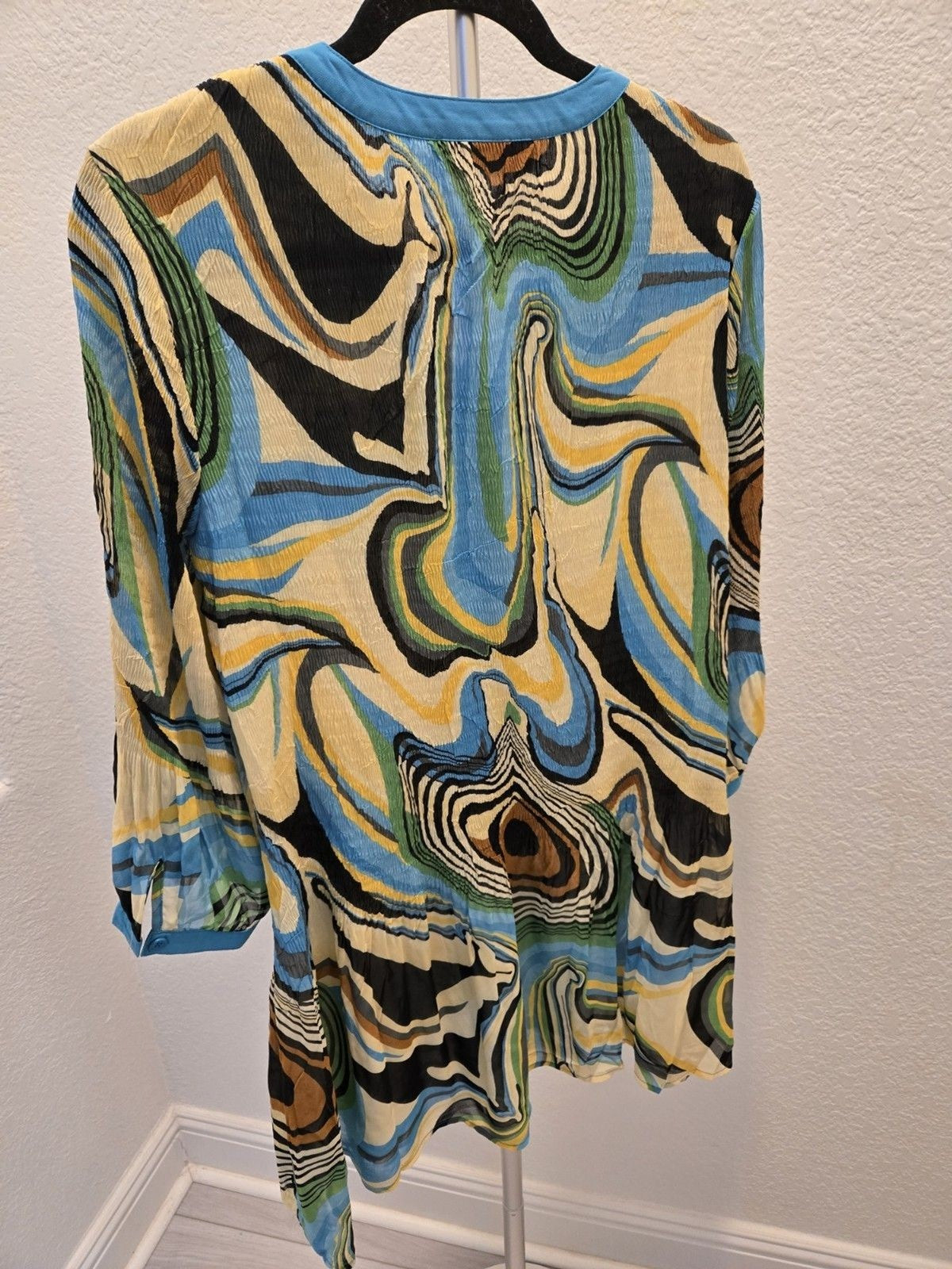 Rossi Roma Vintage Y2K Pleated Tunic Top Shirt Womens XL Lined Artsy Lagenlook