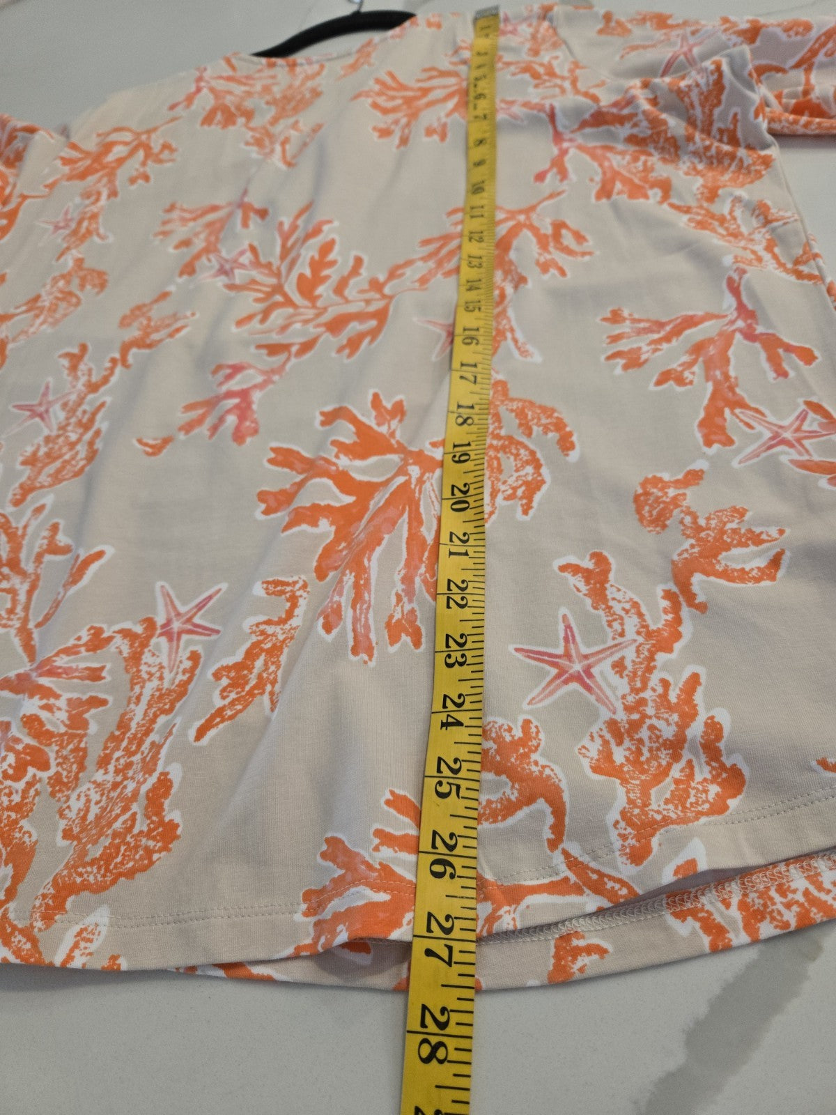 Belle By Kim Gravel XL Amalfi Coral Starfish Tassel Zip 3/4 Sleeve Top Women