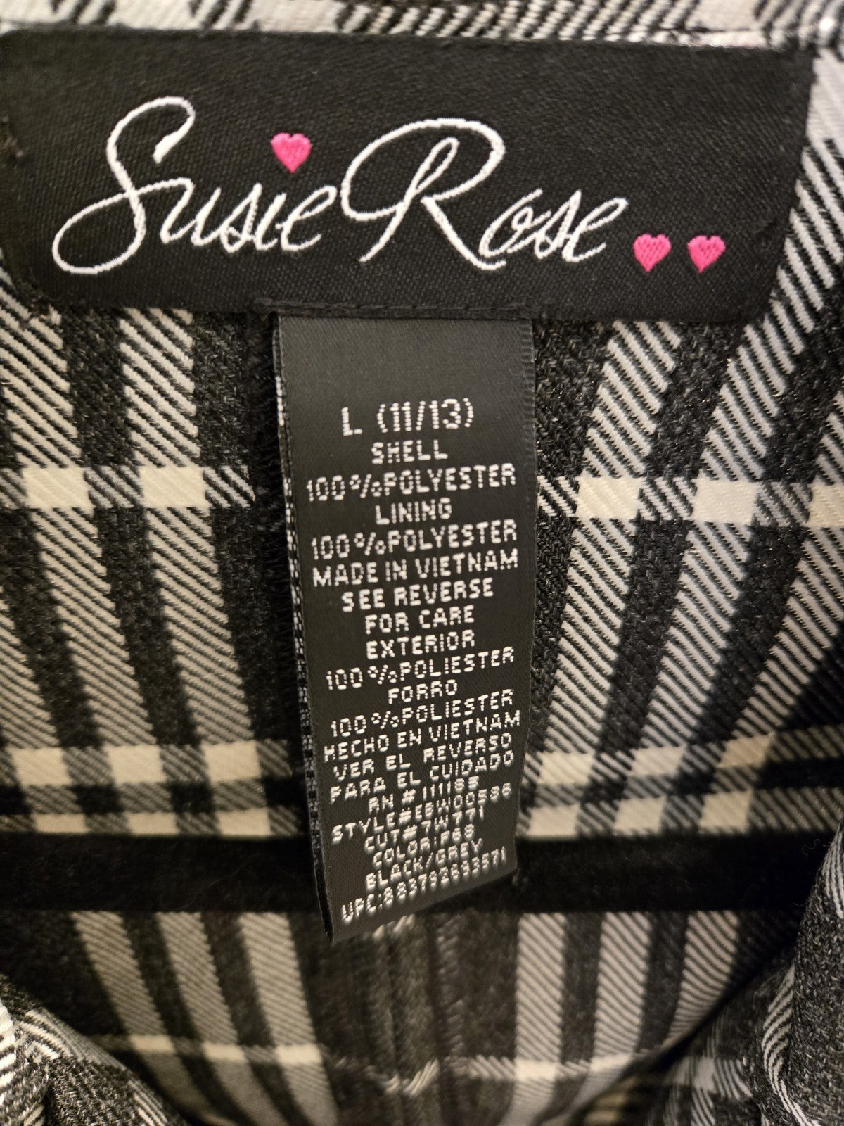 Susie Rose L Dark Academia Plaid Peacoat Cropped Double Breasted Quiet Luxury