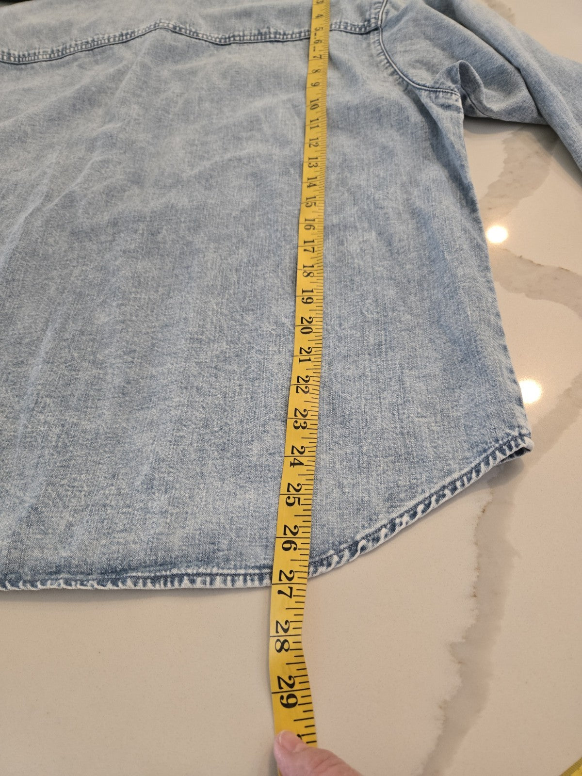 Seven 7 L Denim Henley Shirt Blue Relaxed Fit Long Sleeve Pullover Womens Top