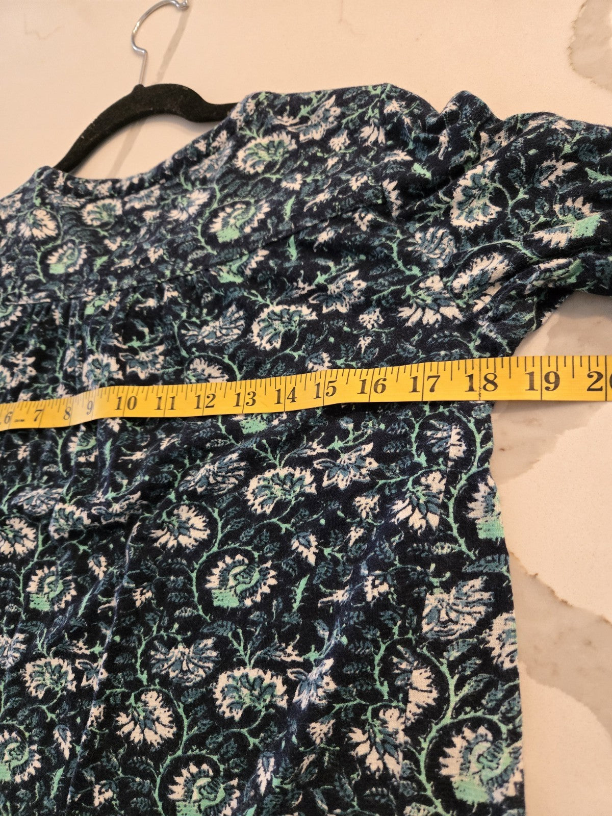 Lucky Brand Small Floral Paisley Henley 3/4 Sleeve Women Blue Cotton Knit Top