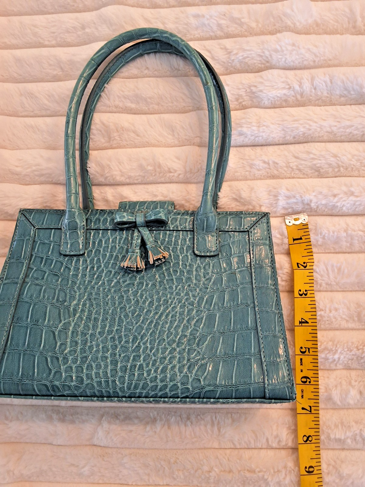 Liz Claiborne NWOT Vintage Teal Croc Embossed Great Expectation Y2K Mini Purse