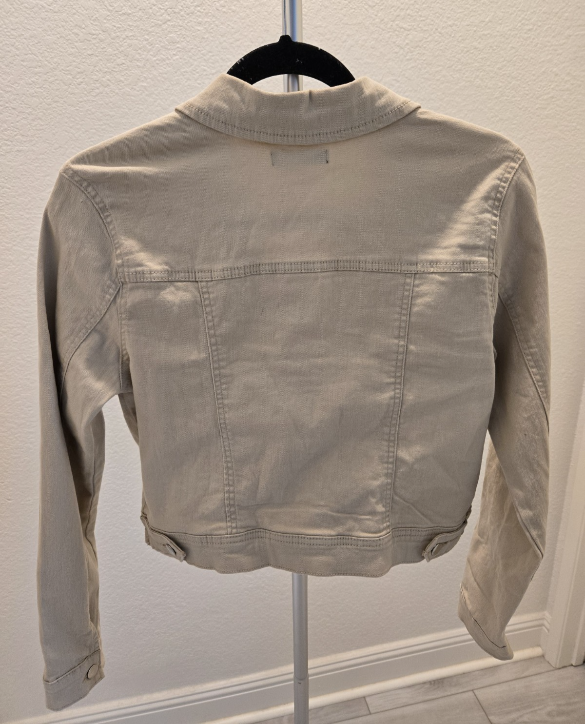 Active USA Khaki Denim Jacket M Womens Beige Jean Trucker Coat