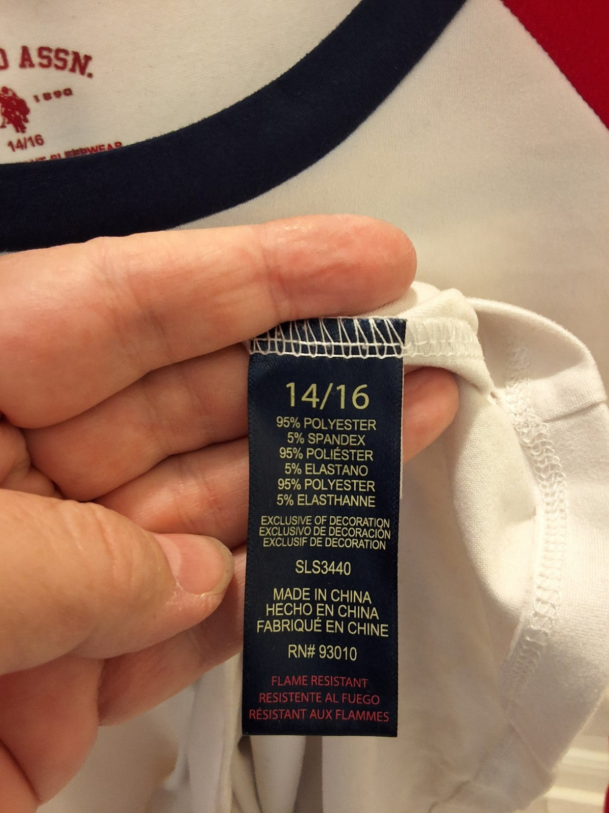 U.S. Polo Assn. Red White Baseball T-Shirt  Youth 14/16 Long Sleeve Graphic