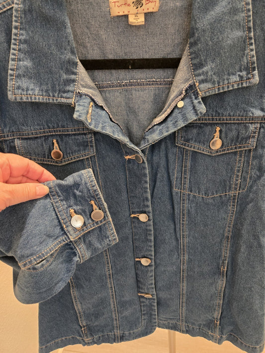 Turtle Bay New York Denim XL Womens Blue Indigo Classic Trucker Jacket