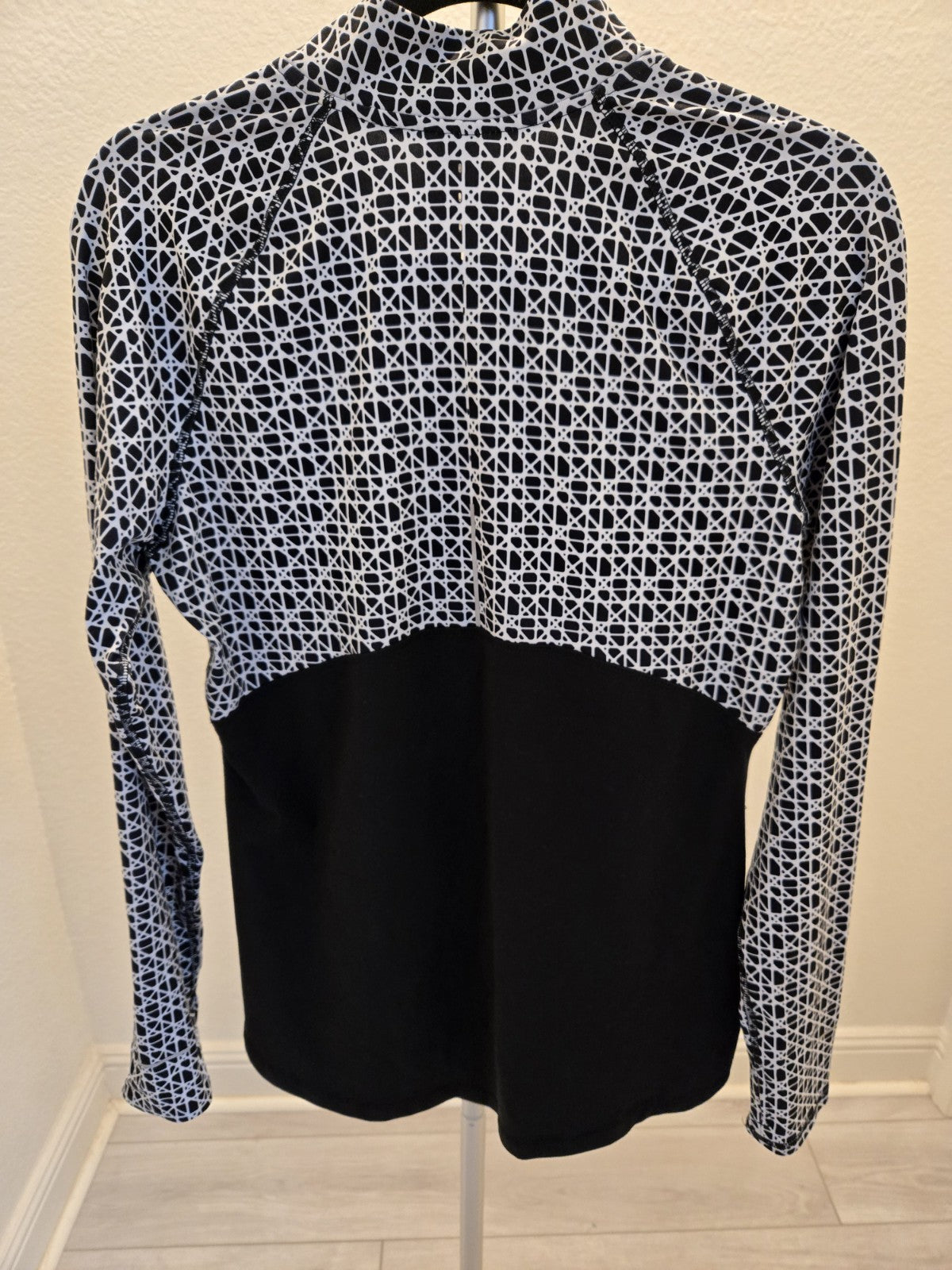 Champion M Black White Geo Pattern DuoDry 1/4 Zip Pullover Running Top Women