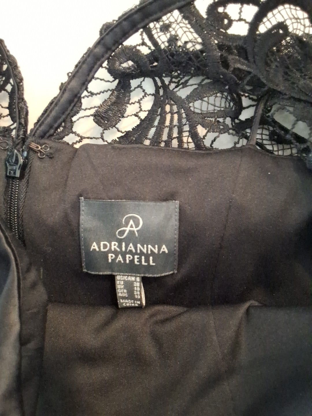 Adrianna Papell Size 6 Black Lace Overlay Double Lined Corset Bodice Dress