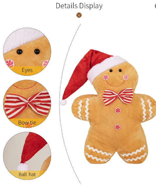 Christmas Throw Pillows Gingerbread Man & Girl 18" Plush
