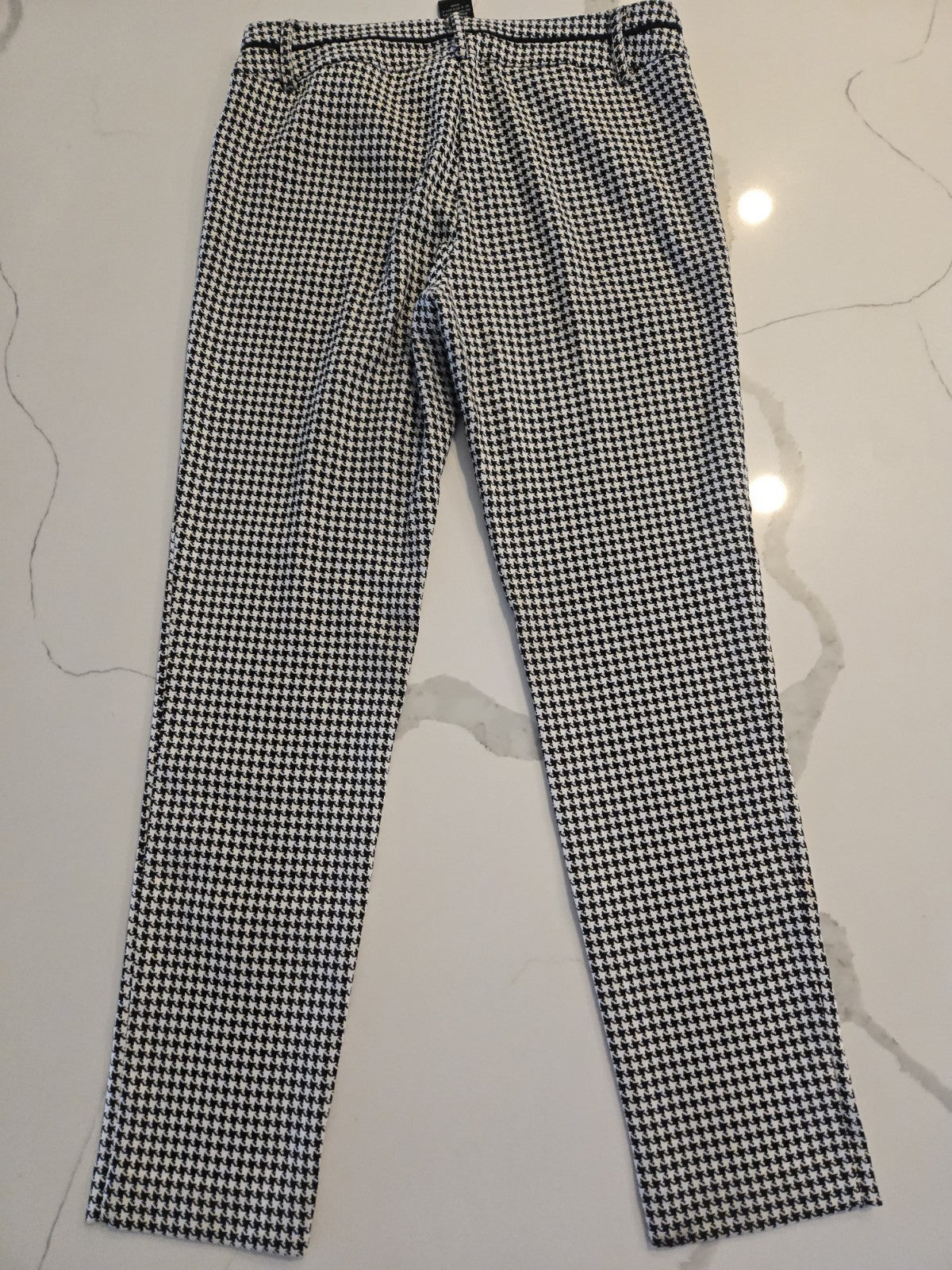 Zac & Rachel 10 Houndstooth Plaid Slim Crop Pants Womens Black White Stretch