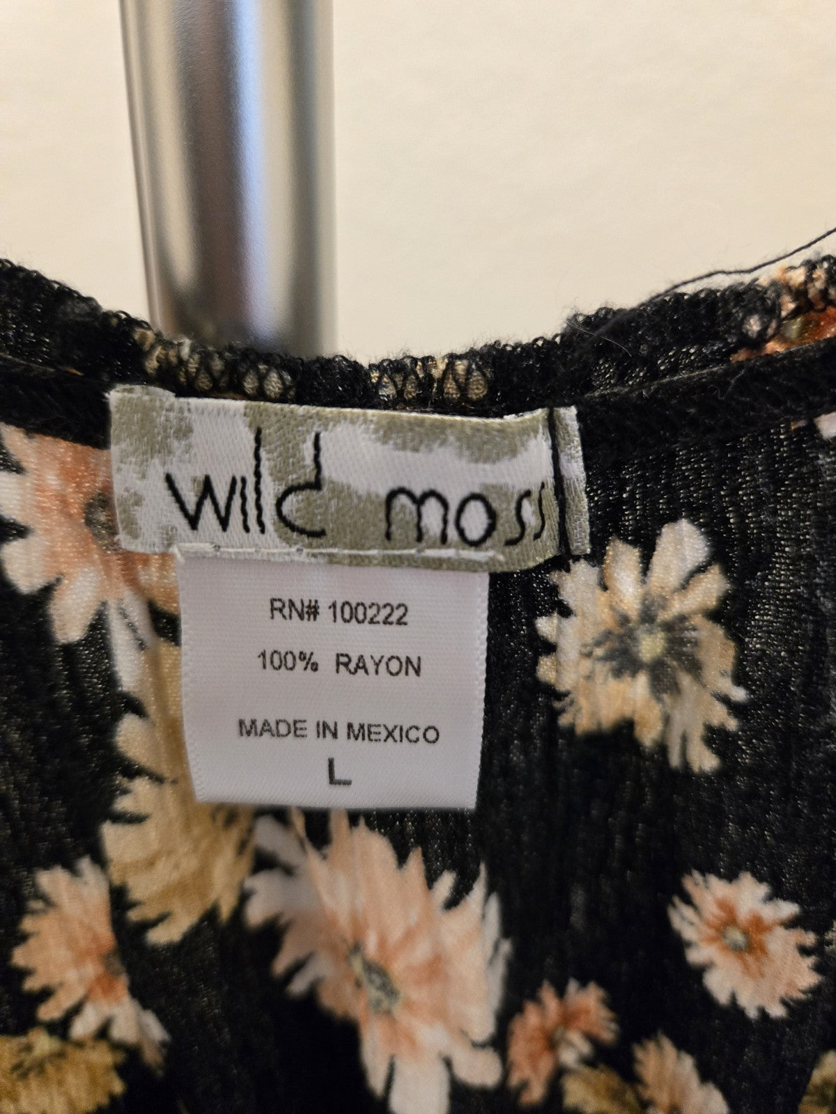 Wild Moss L Daisy Floral Tiered Babydoll Mini Dress Womens Puff Sleeve Black