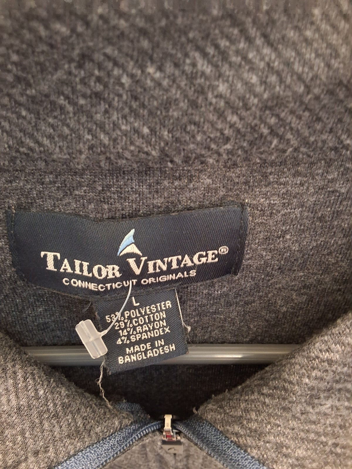 Tailor Vintage Men's L Gray Quarter-Zip Pullover Sweater Long Sleeve
