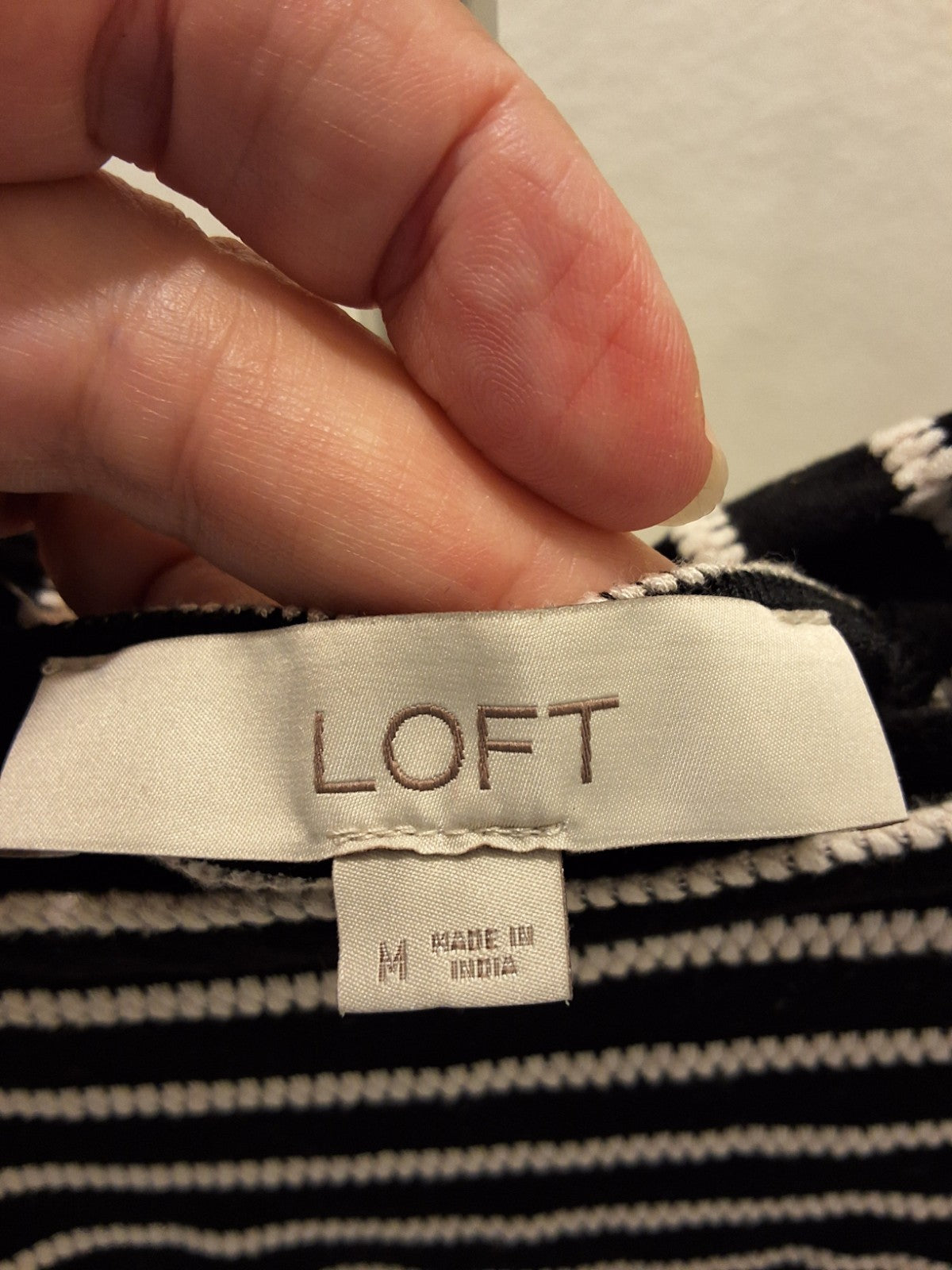 Loft Size M Black And White Stripe Tie in the back with keyhole Womens Top