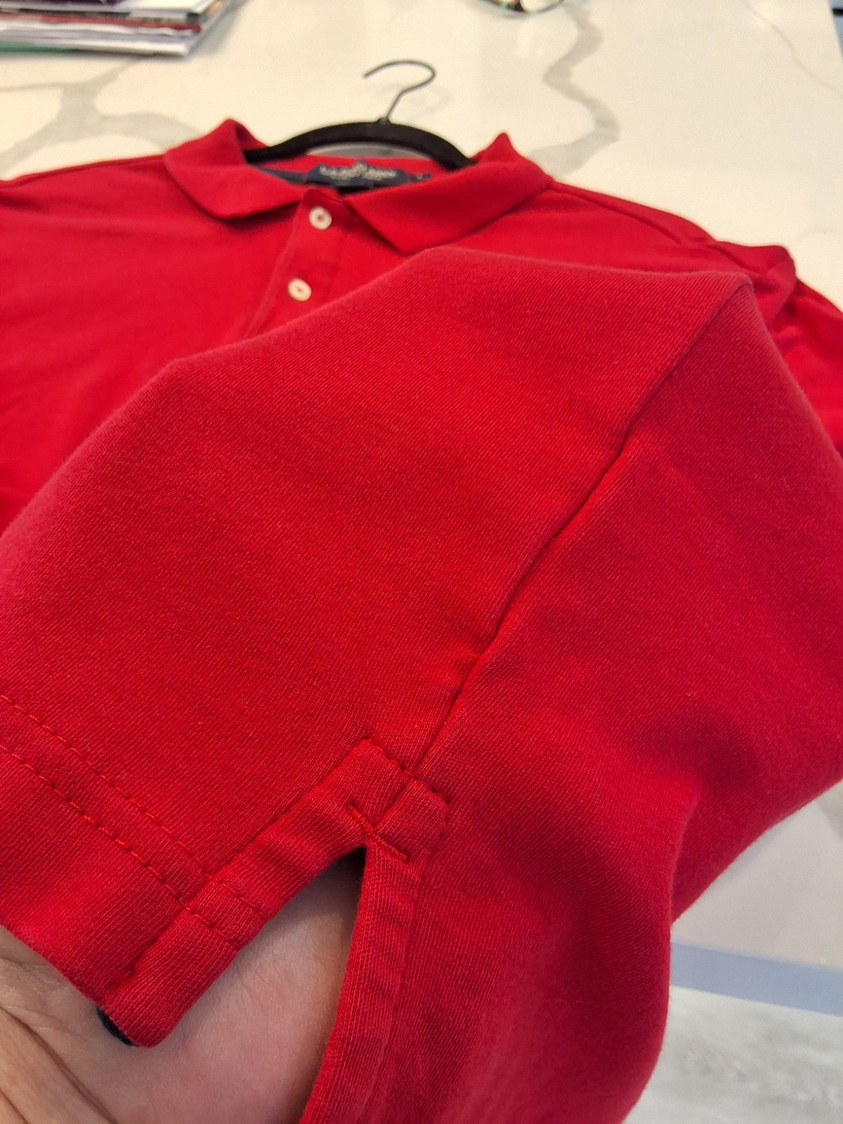 U.S. POLO ASSN. Red Pique Men's Knit Polo Shirt Short Sleeve Classic Fit Size L