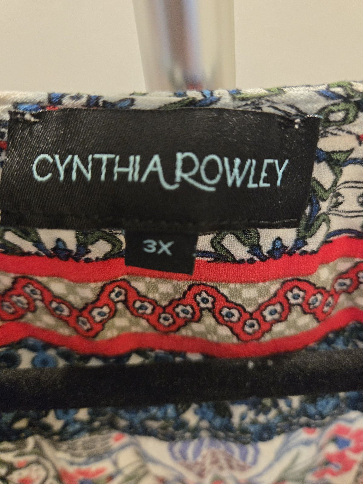 Cynthia Rowley 3X Bohemian Medallion Blouse Womens Multicolor Ruffle Peasant Top