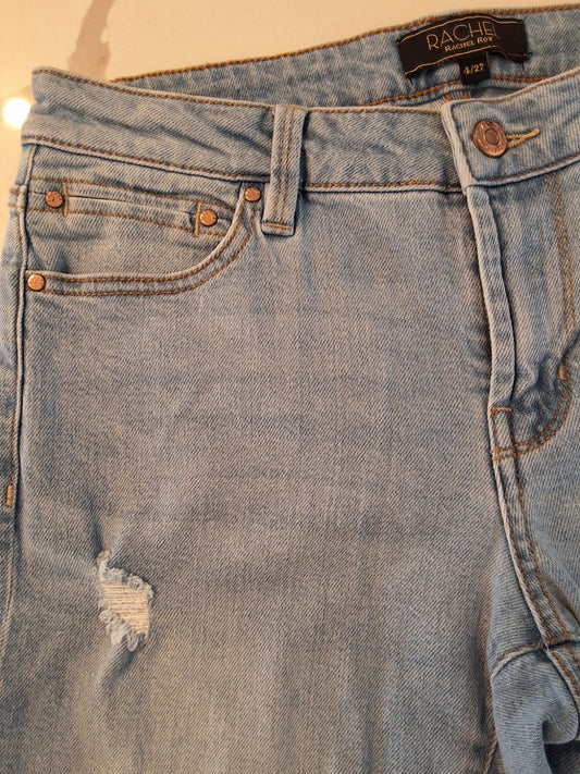 Rachel Roy Women's Distressed Light Wash Denim Bermuda Shorts Size 4/27