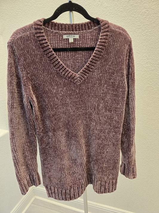 Orvis Ribbed Soft & Cozy Velour Pullover Sweater Plum Purple Women's Size M