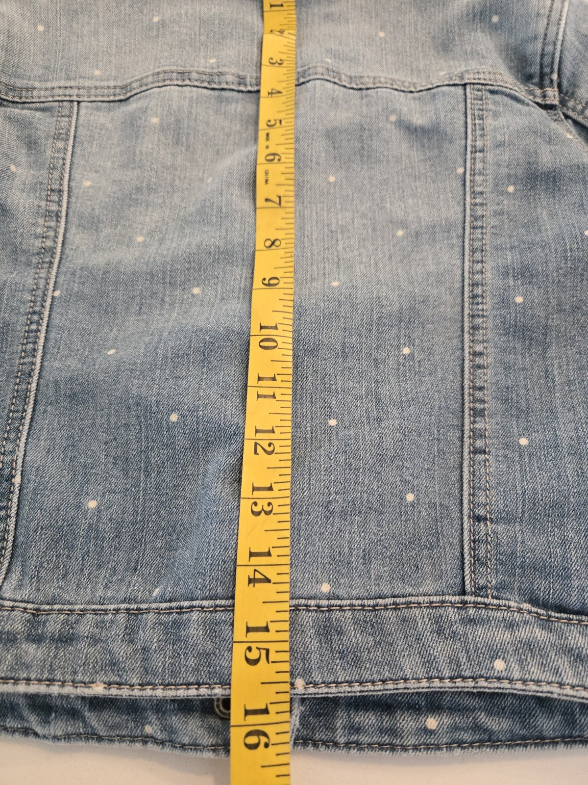 Cat & Jack L 10/12 Polka Dot Ruffle Denim Jacket Kids Girls Blue Jean Trucker
