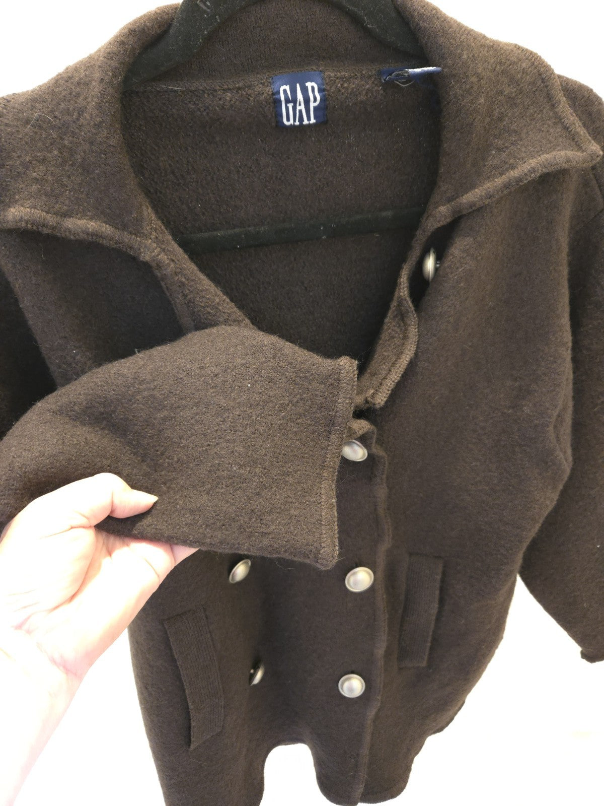 Gap 100% Wool Brown Double-Breasted with Pockets Jacket Size S Womens