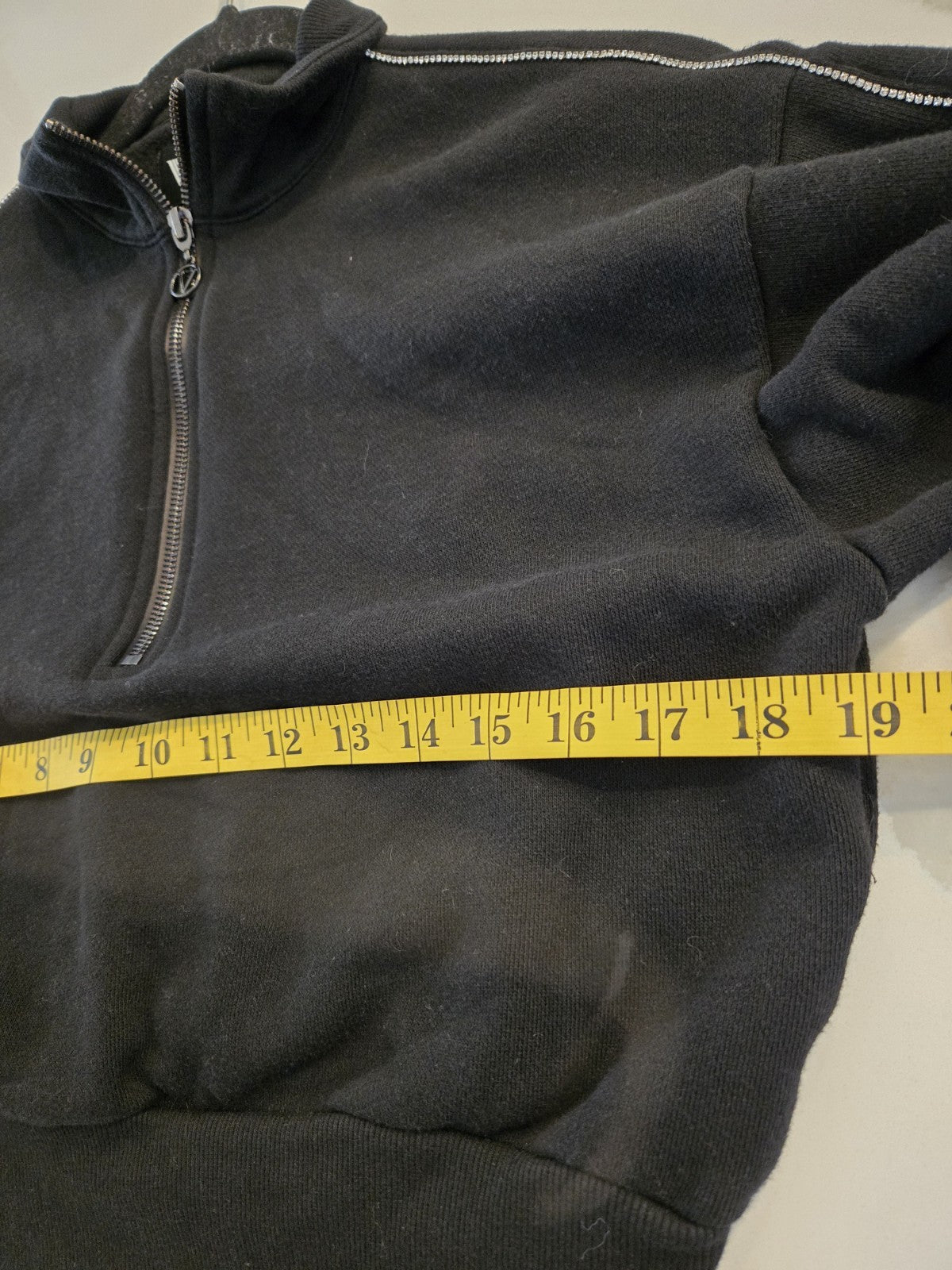 Victoria's Secret Bling Rhinestone Size M Crop Quarter Zip Sweatshirt Womens
