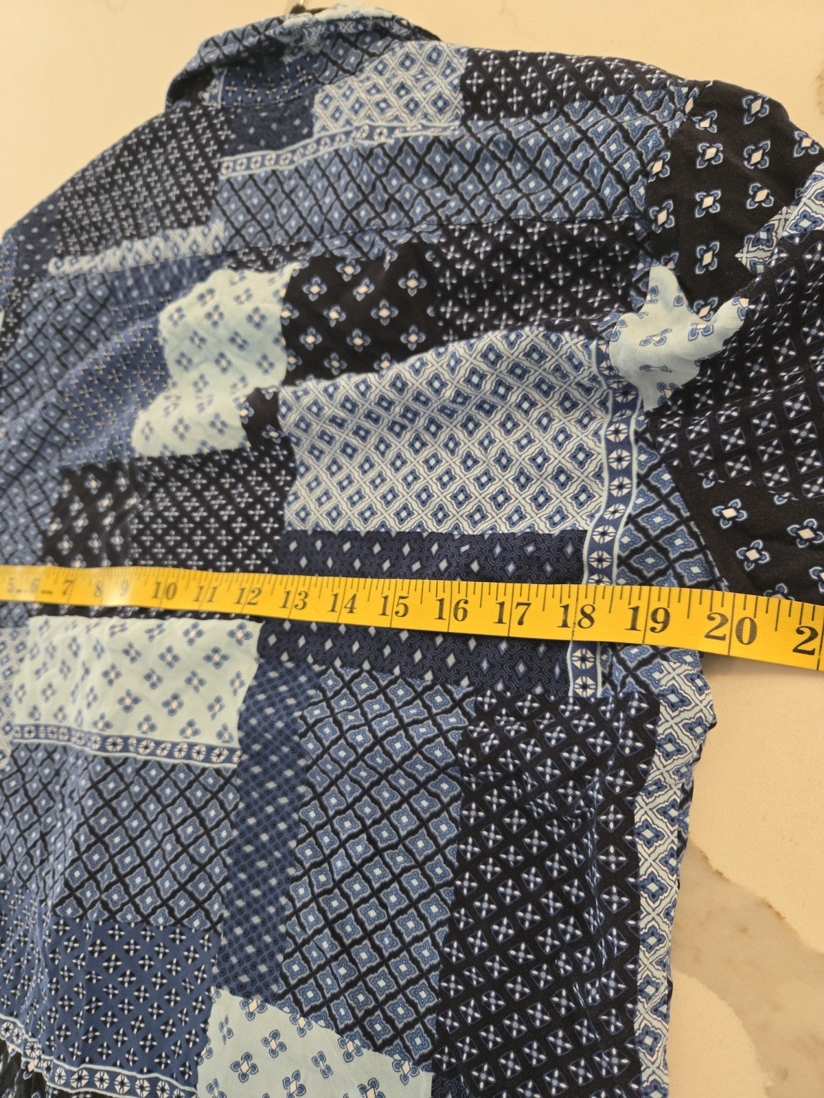 Denim & Flower Ricky Singh Patchwork Shirt L Mens Blue Paisley Bandana Medalion